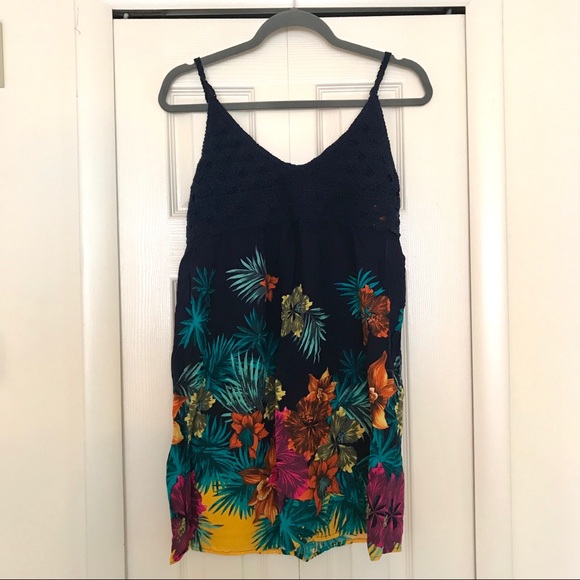 Ganji LA Dresses & Skirts - Ganji LA Navy Floral crochet-top dress